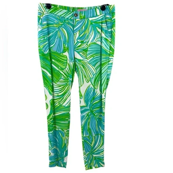 Lilly Pulitzer Alina Slim Ankle Pants Womens 0 Fronds Place Print Tropical Color - Picture 2 of 13